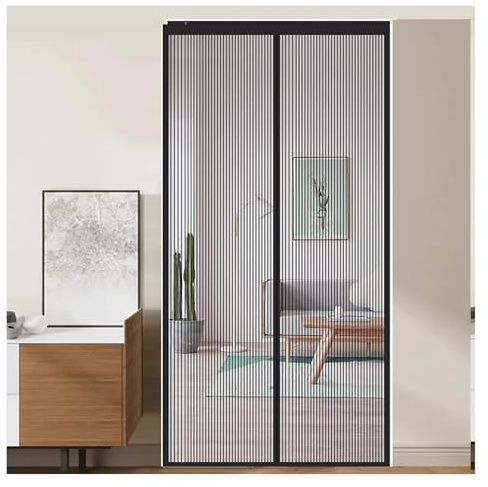 Magnetisches Fliegengittertür, vollautomatisches Moskitonetz mit Magnetverschluss, 250 cm Höhe x 200 cm Breite, einfache Installation, haustierfreundlich, schwarz, perfekt für Zuhause und Außenbereich