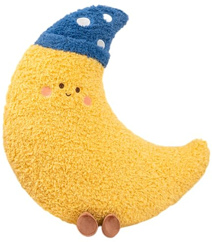 BRTNUP Wolken Plüschtier, 45 X 35 cm Wolken Kissen, Weiches Kuscheltier mit Lächeln, Stofftiere für Kinder, Niedliche Puppe, Kinderzimmer Dekoration, Geschenk für Kinder und Erwachsene (Mond)