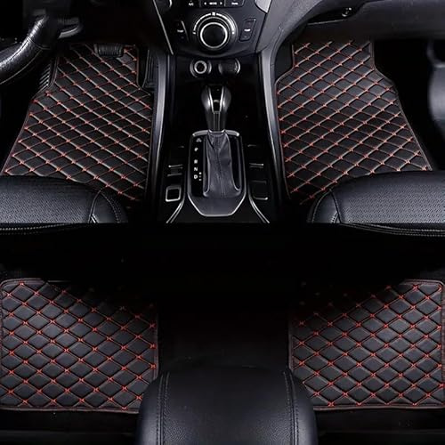 4-Teilige Packung Auto-FußMatte Automatte für BMW 118i 128ti (2020–2024) F40, StrapazierfäHig Leicht Zu Reinigen VollstäNdiger Schutz Auto FußMatten Leder, 2Black-red