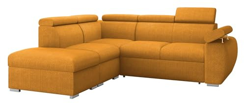 Mirjan24 Ecksofa Boston 2RR1P, Eckcouch mit Schlaffunktion und 2 Bettkästen, Polsterecke mit Einstellbare Kopfstützen, L-Sofa, Wohnlandschaft (Flow 10, Seite: Links - PP+1P(65)+R+2R)