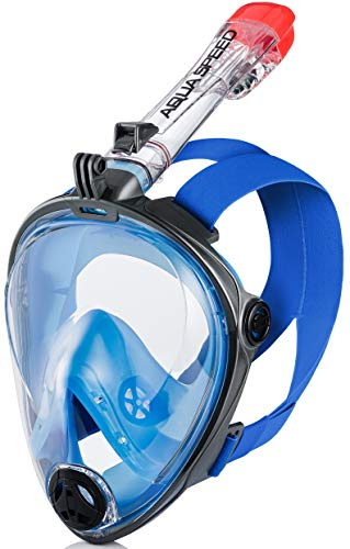 Aqua Speed Tauchermaske Vollmaske Erwachsene & Kinder I Tauchmaske Vollgesichtsmaske I Schnorchelmaske 180° Panorama I Full Face Maske mit Schnorchel I Snorkeling Mask I Tauchen Schnorcheln