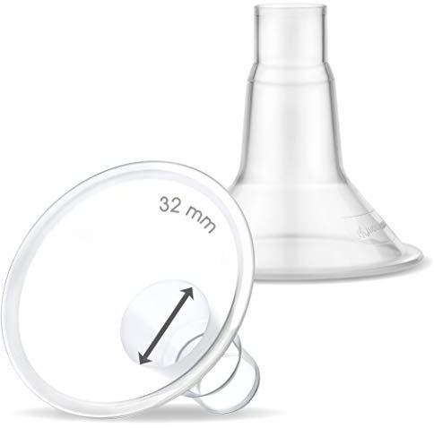 Maymom Myfit 32Mm Shields Compatible with Medela Breast Pump- Personalfit, Freestyle, Harmony, Maxi Connector; Connect to Widemouth/Narrow Connector, Personalfit/Freestyle Flex Connector; 2Pcs