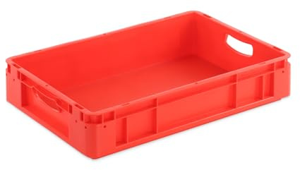 DieBoxfabrik Stabile Eurobox 60x40x12cm Made in Germany | Eurobehälter in verschiedenen Höhen & Farben | Stapelbox ideal für Ordnung, Transport & Lager | Premium Qualität (120 mm, rot)