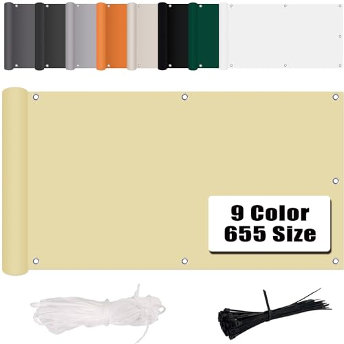 MENGH Balkon Sichtschutz Ohne Bohren (315 Größen & 6 Farben) Wind- und UV-Schutz,160g/m², Mit Montagezubehör, 100% Polyester, für Balkongeländer, Terrasse & Garten