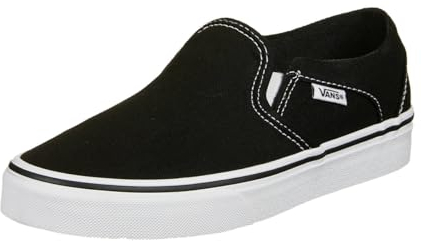 Vans Women's Asher Trainers, Canvas Black White, 4 UK