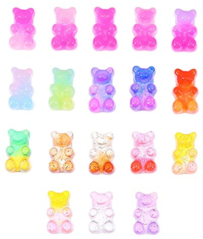 EXCEART 50Pcs Süßigkeiten Gummibärchen Charme Harz Bär Anhänger Handwerk Tasten Verzierungen Flatback Perlen für DIY Handy Fall Scrapbooking Haar Clip Der
