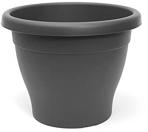 Acan Tradineur - Maceta de plástico Tipo mediterránea, de Color Gris, y con 34 cm de diámetro y 28,5 cm de Alto, Ideal Tanto para Interior como Exterior. Jardinera Alta con Agujeros para drenar Agua