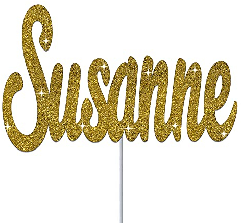 Cake Topper Name Personalisiert, Topper für Hochzeit, Taufe, Geburtstag und Jubiläum - Glitzerkarton