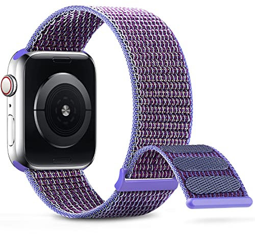DigiHero Sport Nylon Straps Compatible with Apple Watch Straps 38mm 40mm 41mm 42mm 44mm 45mm, Adjustable Breathable Women Men Braided Strap Compatible for iWatch Series 8/7/6/5/4/3/2/1/SE Lilac A