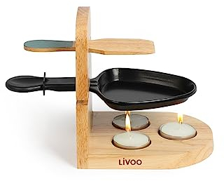 Livoo - Raclette à la bougie MEN397 - chauffe rapide, antiadhésif, 10x10x1,5cm, 3 bougies incluses
