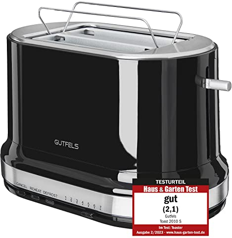 GUTFELS 2-Scheiben-Toaster TOAST 2010 S | Integrierter Brötchenaufsatz | Toast-Zentrierung | Perfektes Toast-Ergebnis | Krümelschublade | Höhenlift