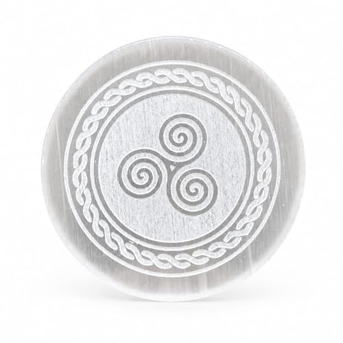 crystalmiracle Natural Selenite 3 Round Charging Plate Crystal Healing Reiki Feng Shui Gift Positive Energy Handcrafted