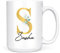Taza de café con letra S personalizada, con nombre, regalo personalizado, letra impresa con efecto dorado, no metálica, taza de café de cerámica para hombres o mujeres, taza extra grande y gigante,