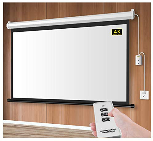 Home Theater 60 Inch Projector Screen Portable Electric Projection Screen 160° Movie Screen Viewing 4:3 4K Quick Assembly Design (with Remote Control)