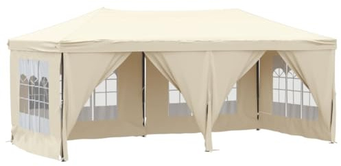 vidaXL Partyzelt Faltbar mit Seitenwänden Creme 3x6 m