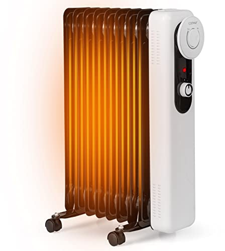 COSTWAY 2000W Radiatore ad Olio Basso Consumo, Riscaldatore ad Olio con Ruote Universali, 3 Livelli di Riscaldamento e 9 Elementi, 0-85℃, Surriscaldamento e Ribaltamento (9 Elementi, Bianco)