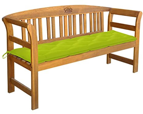 Gartenbank Friesenbank, Parkbank, Gartenbank mit Auflage 157 cm Massivholz Akazie Deko Blumenbank Ideal für Garten und Stadt Grün