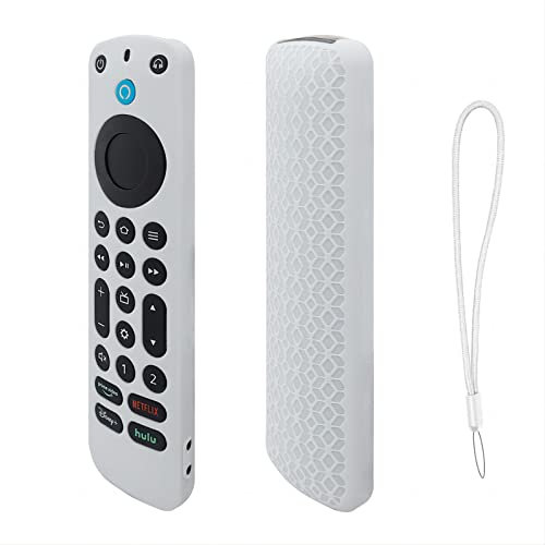 KNOXS Silicone Remote Cover for Alexa Voice Remote Pro, [Anti Slip, Shockproof, Dustproof] Case for Alexa Pro Remote Fire TV Streaming Media Players, Amazon Fire TV Smart TVs (White)