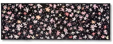 Astra Flauschige Sauberlaufmatte weich - Pure & Soft - Blümchen 50 x 150 cm - Waschbarer Küchenteppich innen - Türmatte strapazierfähig - Teppich läufer