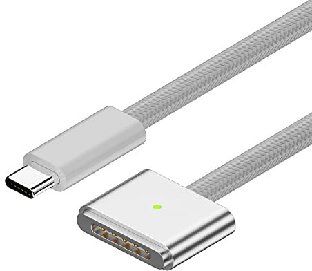 Fiorky 2M Cable de carga rápida Max Power PD140W Tipo-C Macho a 3 Convertidor de carga con luz LED para MacBook Air/Pro 2