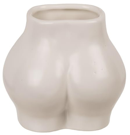 MIJOMA Dekorative Mini-Vase aus Keramik in Frauenkörper-Design, stilvolle Wohndekoration für Moderne Raumgestaltung, passend zu jedem Einrichtungsstil, Frauen-Po, Weiß