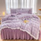 GETIYA Romantisch Seersucker Bettwäsche 135x200 Damen Mädchen Bettwäsche Lila Violett Zweiteilig Bettbezug mit Rüschen Weich Mikrofaser Deckenbezug Seersucker mit 1 Kissenbezug 80x80