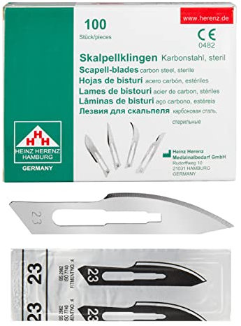 Shehadeh - 100 lame sterili per bisturi Figura 23 per supporto bisturi n. 4