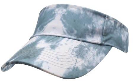 ZLYC Damen Sommer Sonnenschild Golf Visor Cap mit Klettverschluss(Krawatte Gefärbt Graublau),Einheitsgrößlau