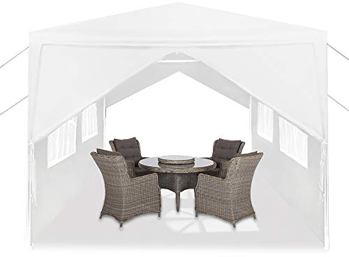 NAIZY Pavillon 3x6m Gartenpavillon Zelt Wasserdicht Stabil mit 4 Seitenteilen & Fenstern & Feste Bodennägel Partyzelt Winterfest UV-Schutz, Weiß