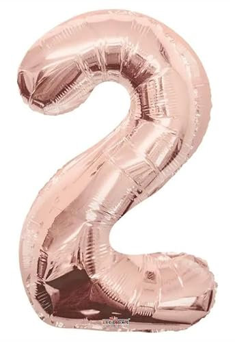 5 PCS Rose Gold 2 Number Balloon (34 inch)
