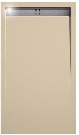 SOULBATH Receveur de Douche -Résine -Gel Coat -Texture Lisse/Pierre -Antidérapant -Couleur Crème 100X70 Extra plat 3Cm Bonde de vidange incluse - Conception Minimaliste