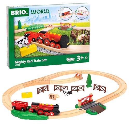 BRIO World - 36029 Rote Lola Bauernhof Zugset - Zugset für Kinder ab 3 Jahren