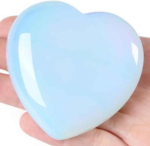 GUJOXILA 60mm Opal Herz Aus Stein Groß Kristalle Edelsteine Herzen Heilsteine Herz Sorgenstein Herz Handschmeichler Steine Energiesteine Geschenk Reiki Dekoration Glücksbringe