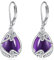 Amethyst Ohrringe für Damen 925 Sterling Silber Filigran Amethyst Tropfen Ohrringe Leverback Schmuck Geschenke