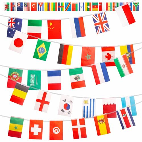 13m Olympic Flags Bunting Flags of the World Bunting 50 Countries Flags, World Flags Bunting International Flags Bunting Banner Olympic Game 2024 Party Decorations for Outdoor Garden Bar