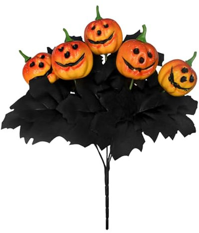 Fiori artificiali di Halloween, bouquet di zucche artificiali di Halloween, bouquet di Halloween spaventoso per Halloween, bouquet gotico per decorazione di ramo di Halloween, decorazione