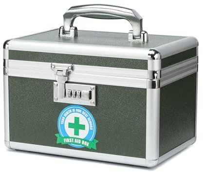 Medication Lock Box with Combination, Lockable Medicine Storage Box, Empty First Aid Box, Security Lock Box, Medical Organizer, Multipurpose Locking Box for Home and Outdoor (Green, Small)