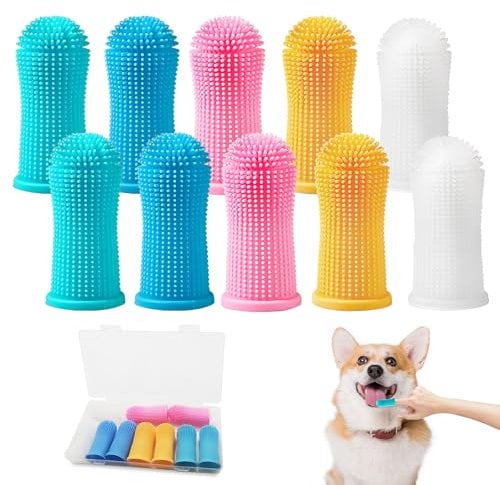 10 PCS Dog Finger Toothbrush, Dog Toothbrush 360º Cat Toothbrush Silicone Puppy Toothbrushes Dog Teeth Cleaning Products for Small Pets Cat Dental Care