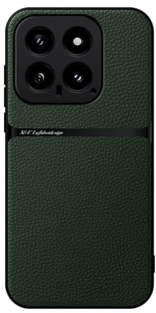 Kepuch Hülle für Xiaomi 14 - Hüllen Case Eingebaute Metallplatte Litschi Grano - Grün