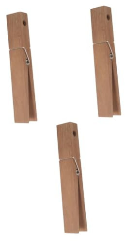 Cabilock 3 Pièces Porte-Serviettes De Salle De Bain Distributeur De Pince à Suspendre pour Couette Pince à Linge Porte-Serviettes Géant en Pince à Linge en Bois Light Brown