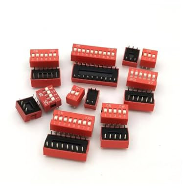 10 stück DIP Schalter Printschalter Switch Kodierschalter 1 2 3 4 5 6 7 8 9 10 12pin Auswahl, Zweireihiger DIP-Schalter, 2.54mm Rutschtyp Roter Kippschalter (DS-3P)