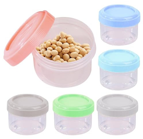 Pots D'échantillons Vides – 6 Pièces De Récipients De Voyage, Pots Cosmétiques Vides En Plastique, Petits Récipients De Stockage De Nourriture, Tasse À Sauce Étanche (3,6 Cm X 4,8 Cm)