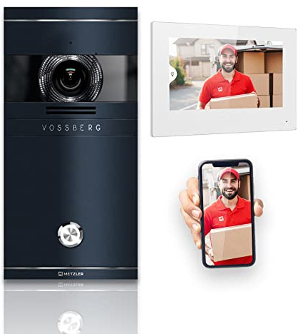 Metzler VDM10 2.0 Video Sprechanlage Komplett Set - mit Laser Gravur Namensschild - LAN/POE - Türsprechanlage mit HD-Kamera für 1 Familienhaus, Smartphone App, in Anthrazit aus V2A Edelstahl