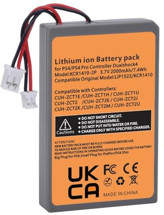 HOMEWQ Compatible avec Sony PS4/PS4 Pro Slim LIP1522 & KCR1410 Dualshock 4 V1 V2 Manette sans Fil Playstation Gamepad 2000 mAh Remplacer la Batterie(1 Pc Battery)