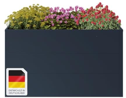 STEELSØN Hochbeet Icarus für Garten und Balkon, Pflanzkübel groß draußen 140x75x80 cm, Hochbeet Metall verzinkt, rechteckig, freistehend für Blumen, Obst und Gemüse