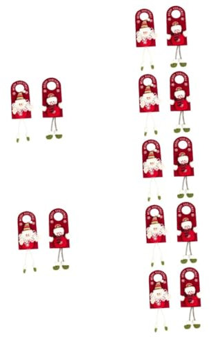 Cabilock 7 Juegos Colgando La Puerta De Navidad Muñecos Navideños Navideños Decoración De La Puerta De Navidad Colgantes Decorativos para Colgar Puertas Nieve Paño Rojo 2 Piezas * 7