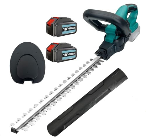 Akku Heckenschere, Ersatz für Makita 18V DUH502Z, kompatibel mit Makita, mit 2x5500mAh Akku und Ladegerät, Bürstenlos Strauchschere Handheckenschere, für Trimmen im Park Garten