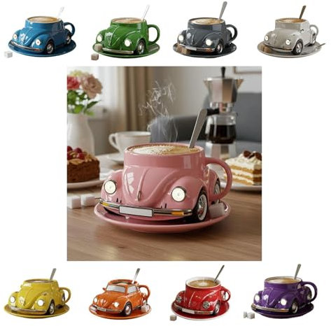 Kaffeetasse in Käferform, Kaffeetasse in Käferform, handgefertigte Keramik in Käferform, Tasse in Käferform, originelle Teetasse, Heimbüro-Dekor, kreatives Geschenk for Käferliebhaber(Pink)