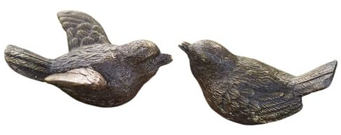 Bronze-Skulptur 2er Set Vögel | Vogelpaar | klein | Tierfigur aus Bronze handgefertigt