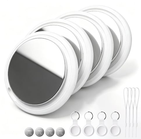 Bnlei Localizador Smart Air Tracker Tag Funciona con Apple Buscar (Solo iOS), Batería de Repuesto Incluida, Bluetooth Rastreador para Llaves, Coche, Bicicleta, Bolso (Blanco, Paquete de 4)